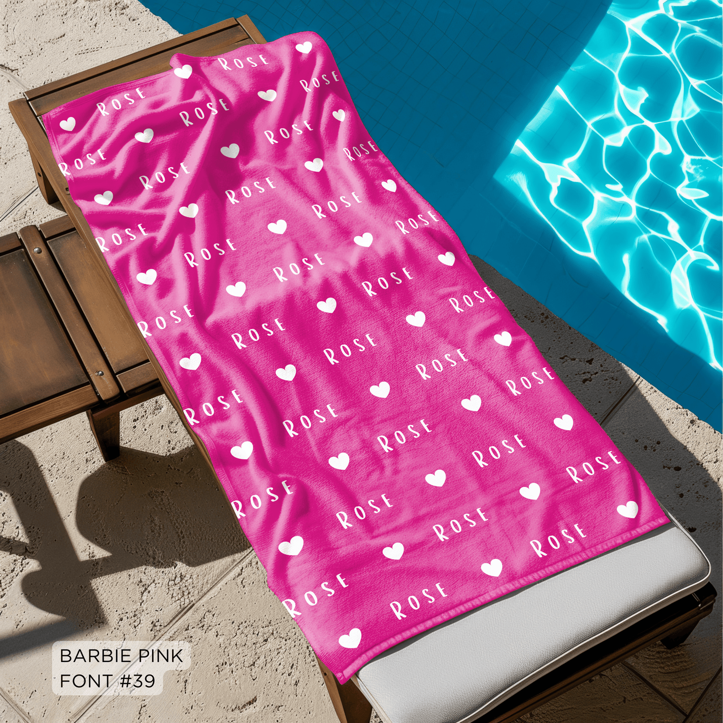 HEART NAME BEACH TOWEL