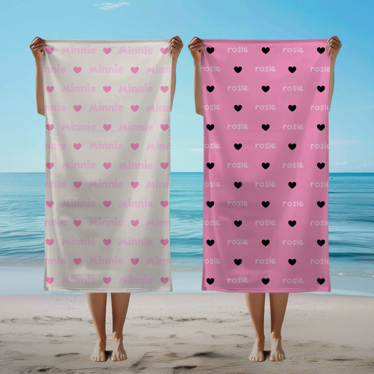 HEART NAME BEACH TOWEL